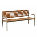 Gartenbank 150 x 60 x 85 cm Holz Metall Braun Grau mit Armlehnen