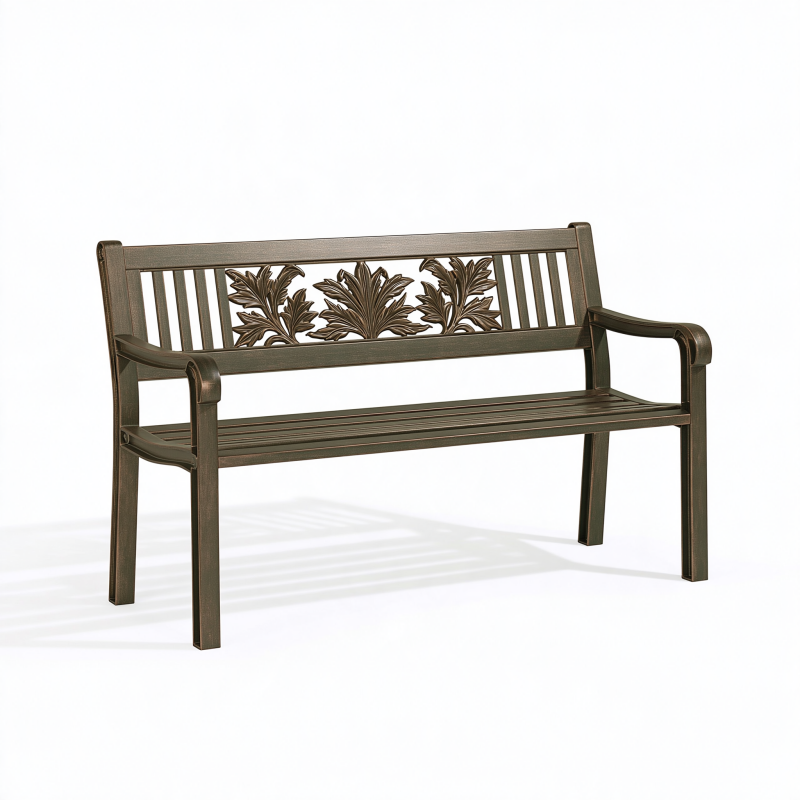Gartenbank 122 x 61 x 89 cm Metall Bronze klassisch mit Armlehnen