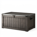Garten-Aufbewahrungsbox 120 x 60 x 65 cm Kunststoff Anthrazit für Außenbereich Holzoptik mit Deckel