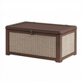 Aufbewahrungstruhe 100 x 50 x 50 cm Kunststoff Braun Beige mit Deckel in Rattanoptik
