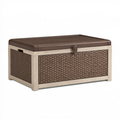 Aufbewahrungstruhe 100 x 50 x 55 cm Braun Beige Kunststoff in Rattanoptik mit Deckel