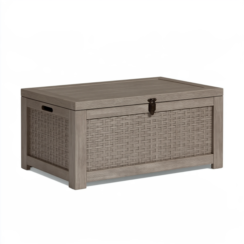 Garten-Aufbewahrungstruhe 120 x 56 x 63 cm Kunststoff Grau mit Deckel