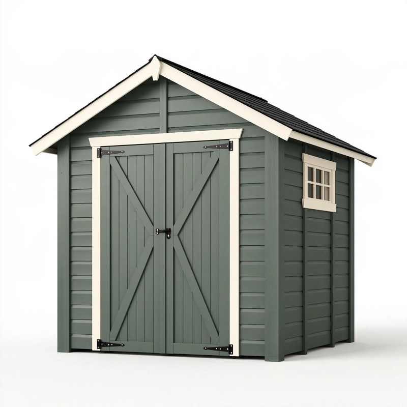 Gartenhaus 180 x 120 x 200 cm aus Holz Graugrün mit Doppeltür und Fenster