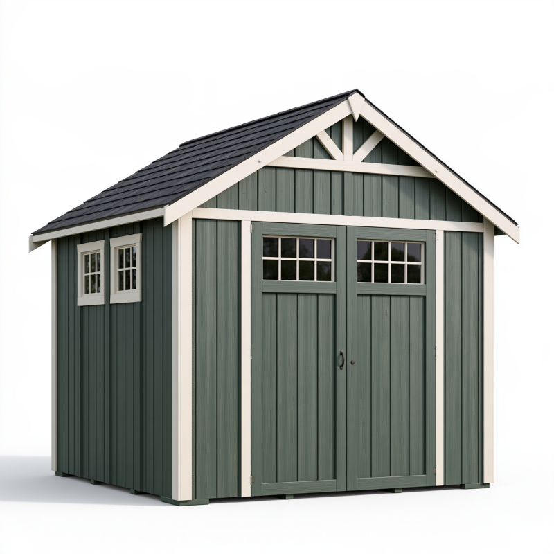 Gartenhaus 240 x 180 x 230 cm Holz Dunkelgrün mit Doppeltür im Landhausstil