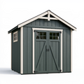 Gartenhaus 244 x 183 x 244 cm Holz Dunkelgrün Creme mit Doppeltür Fenster Landhausstil