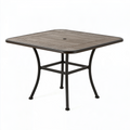 Quadratischer Gartentisch 90 x 90 cm Metall Kunststoff Holzoptik Braun für Terrasse