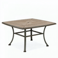 Gartentisch 100 x 100 x 74 cm Metall und Fliesen Bronze Beige quadratisch mit Schirmöffnung