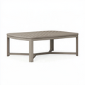 Garten-Couchtisch 120 x 80 x 45 cm Holzoptik Graubraun mit Fischgrätplatte