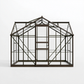 Gewächshaus 244 x 192 x 250 cm aus Aluminium und Glas in Dunkelbraun mit Satteldach
