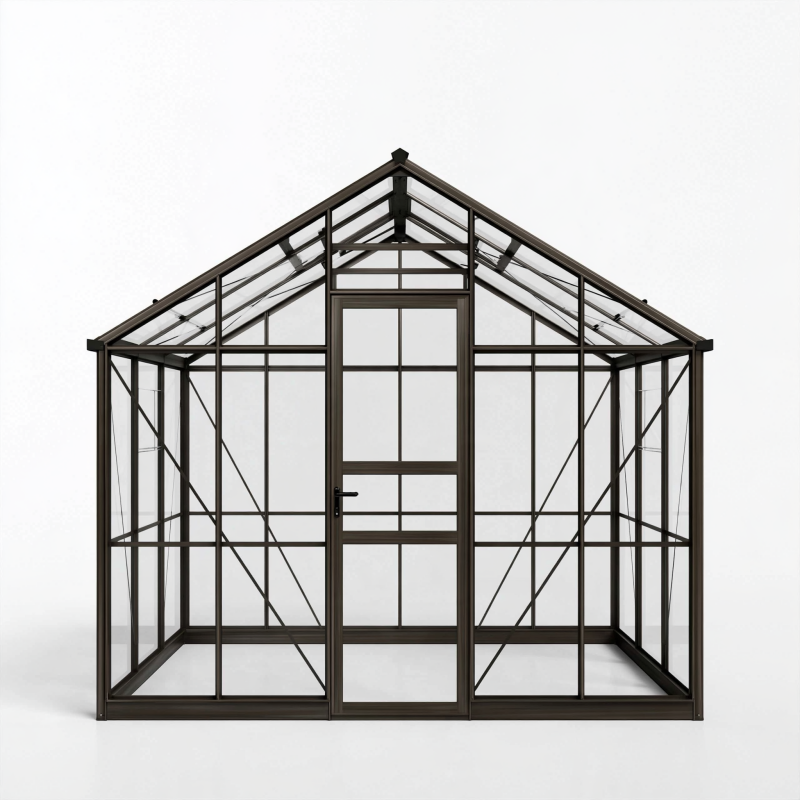 Gewächshaus 190 x 190 x 200 cm Metall Glas Schwarz freistehend mit Drehtür