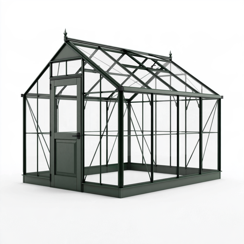 Gewächshaus 244 x 244 x 250 cm Aluminium Glas Dunkelgrün freistehend