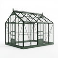 Gewächshaus 300 x 240 x 250 cm Metall Glas Grün für Garten im viktorianischen Stil