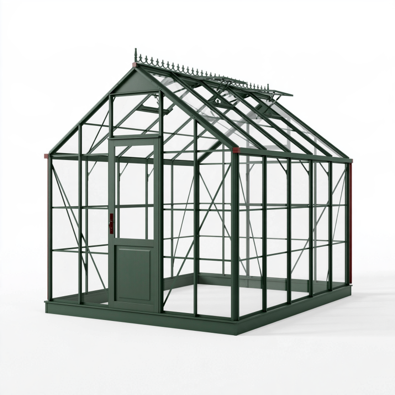 Gewächshaus 244 x 183 x 250 cm Aluminium Grün mit Glas - klassisches Gartengewächshaus