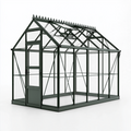 Gewächshaus 250 x 190 x 250 cm aus Aluminium und Glas in Dunkelgrün mit Dachfenster