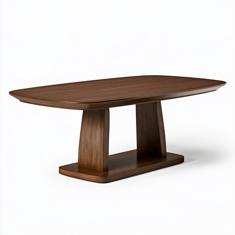 Esstisch 200 x 100 cm Holz dunkelbraun modern mit Sockelgestell