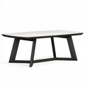 Esstisch 200 x 100 cm mit Keramikplatte Weiß Schwarz moderner rechteckiger Holztisch
