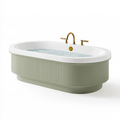 Freistehende Badewanne 170 x 80 x 58 cm Acryl Weiß/Salbeigrün geriffelt