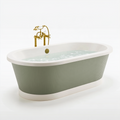 Freistehende Badewanne 170 x 75 cm Acryl cremegrün geriffelt klassisch